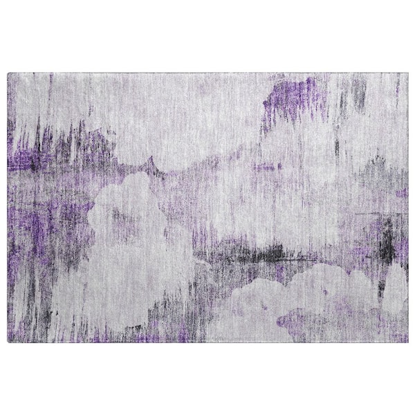 Dream Shag Premium Machine Washable Abstract ADS710 Purple 3 ft. x 4 ft. Area Rug
