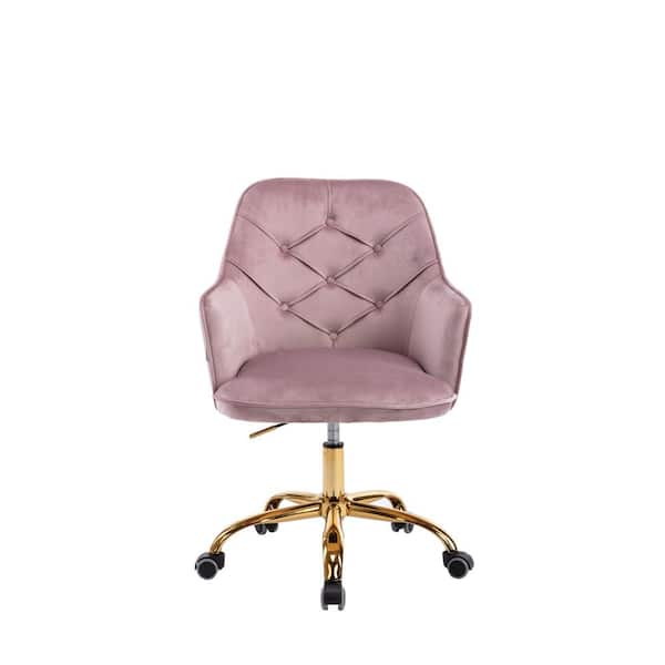 Boyel Living Leisure 22.4 in. W Pink Velvet Adjustable Height