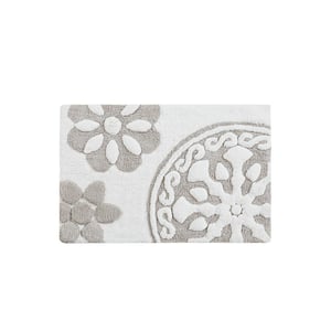 20 in. x 30 in. Gray Cotton Tufted Bathroom Rug, Quick Dry, Shower Room Decor, Carpet Floor Mats Rectangle