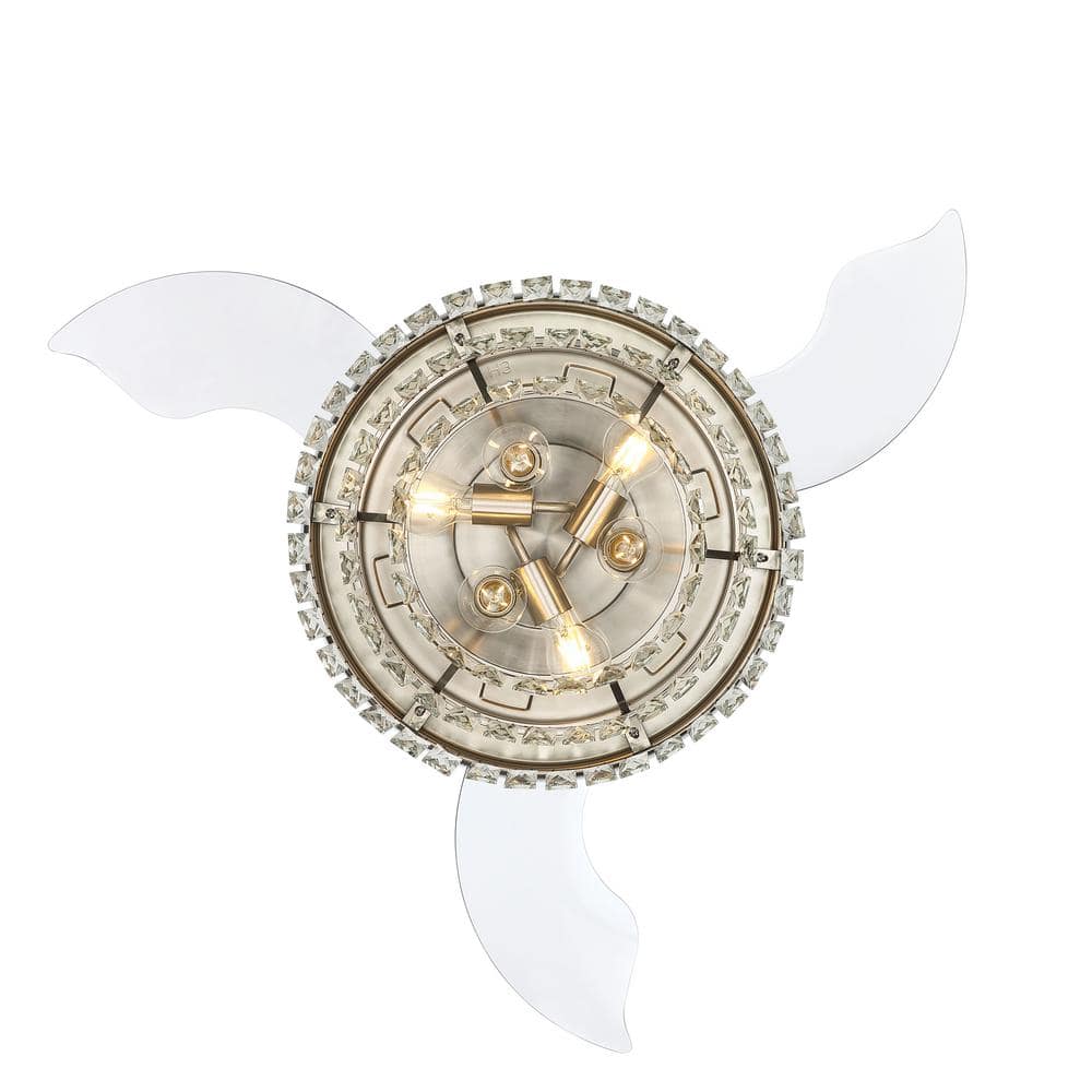 Sofia 42" Brushed Nickel Ceiling Fan with Clear Acrylic Blades and LED Light
