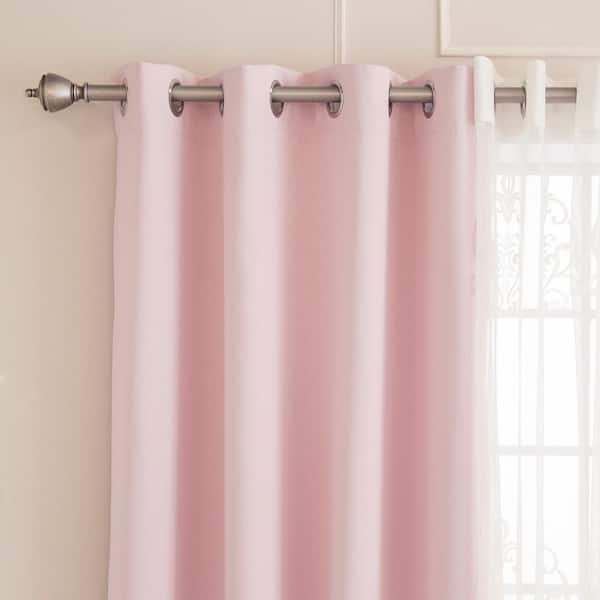 Best Home Fashion Light Pink Solid Grommet Sheer Curtain - 52 in. W x 84  in. L (Set of 2) MM_SIL_AGATA_GS-84-L.PINK - The Home Depot