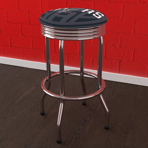 San Antonio Spurs Fade 29 in. Black Backless Metal Bar Stool with Vinyl