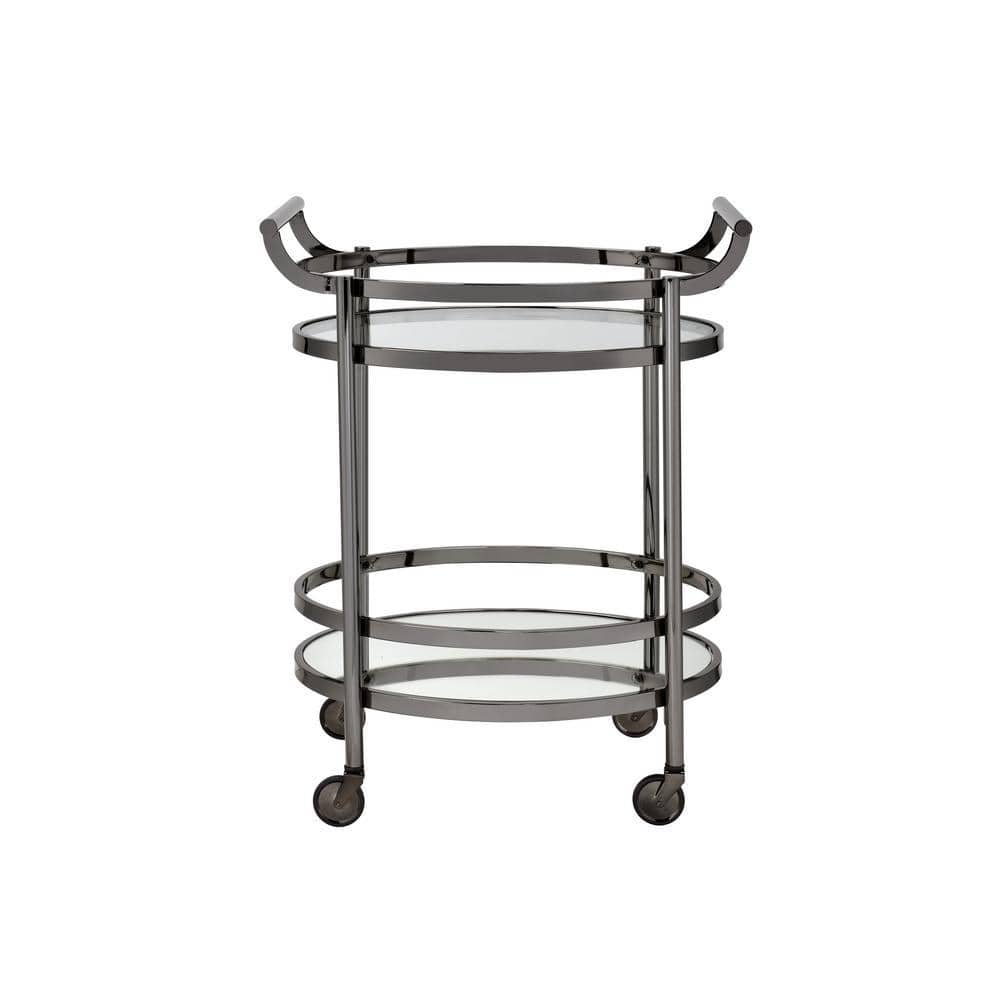 Black Nickel and Clear Glass Kitchen Serving Cart MH-98191 - The Home Depot