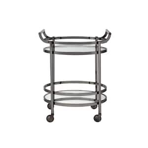 Black Nickel and Clear Glass Kitchen Serving Cart