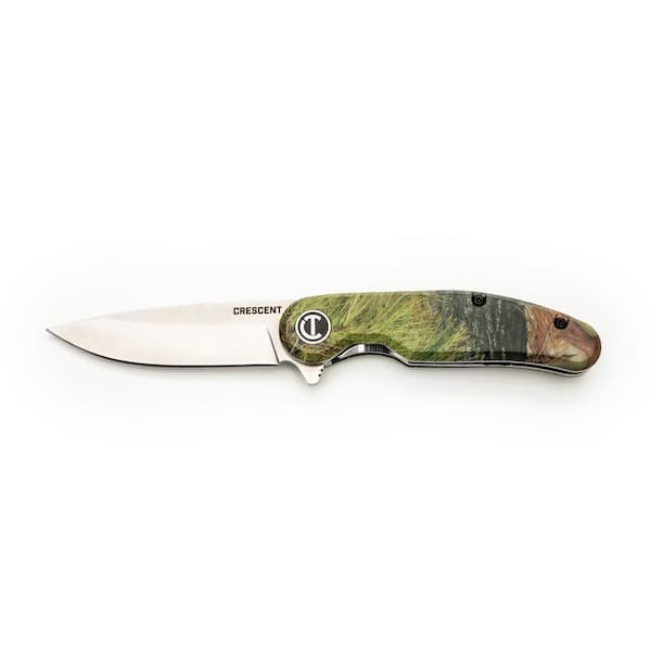 Crescent 3-1/4 in. Drop Point Composite Handle Pocket Knife, Camo