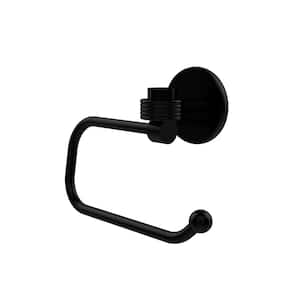 Satellite Orbit One Collection Euro Style Single Post Toilet Paper Holder with Groovy Accents in Matte Black