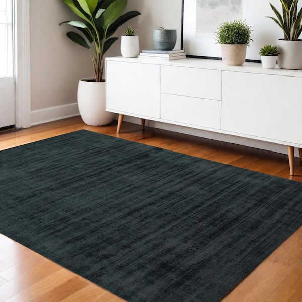 4 ft. x 6 ft. Charcoal And Black Abstract Hand Woven Area Rug