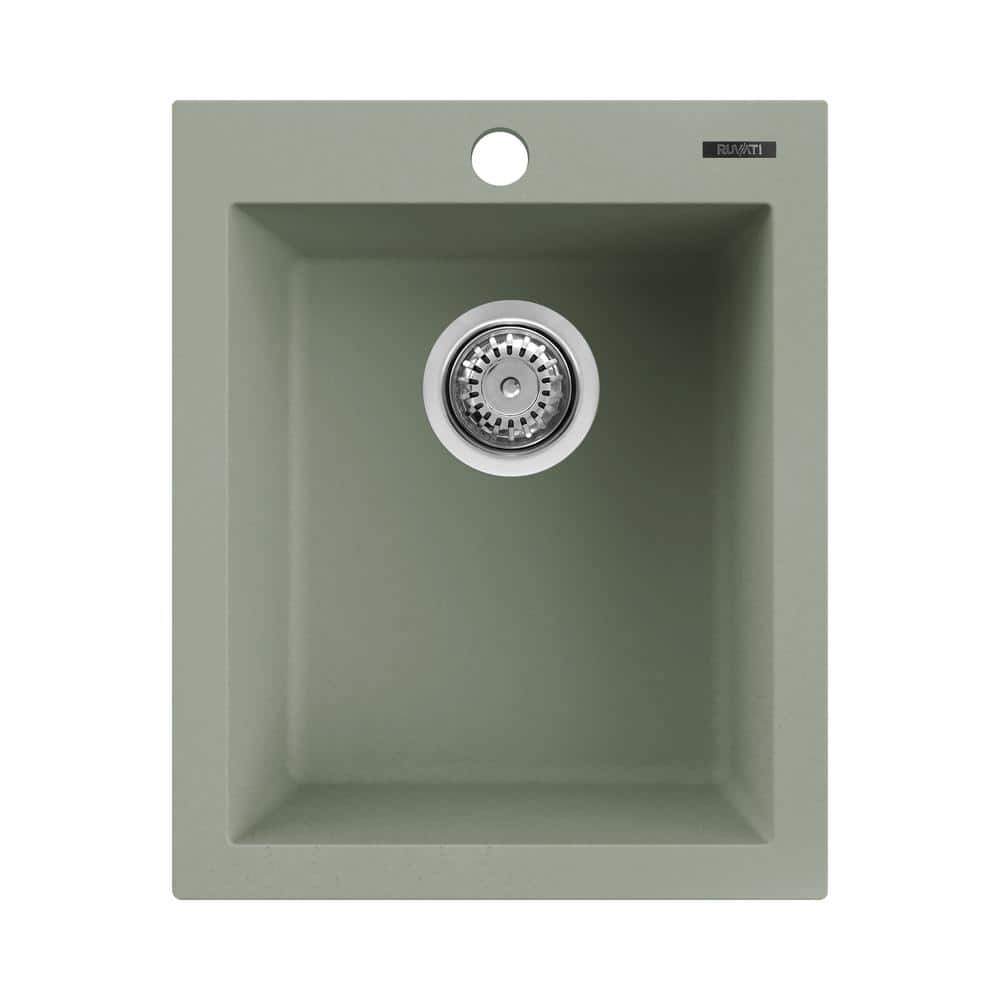 EpiGranite 16 in. Drop-in Single Bowl Bar Sink in Sage Green Granite Quartz Composite price history on PriceWatchPro