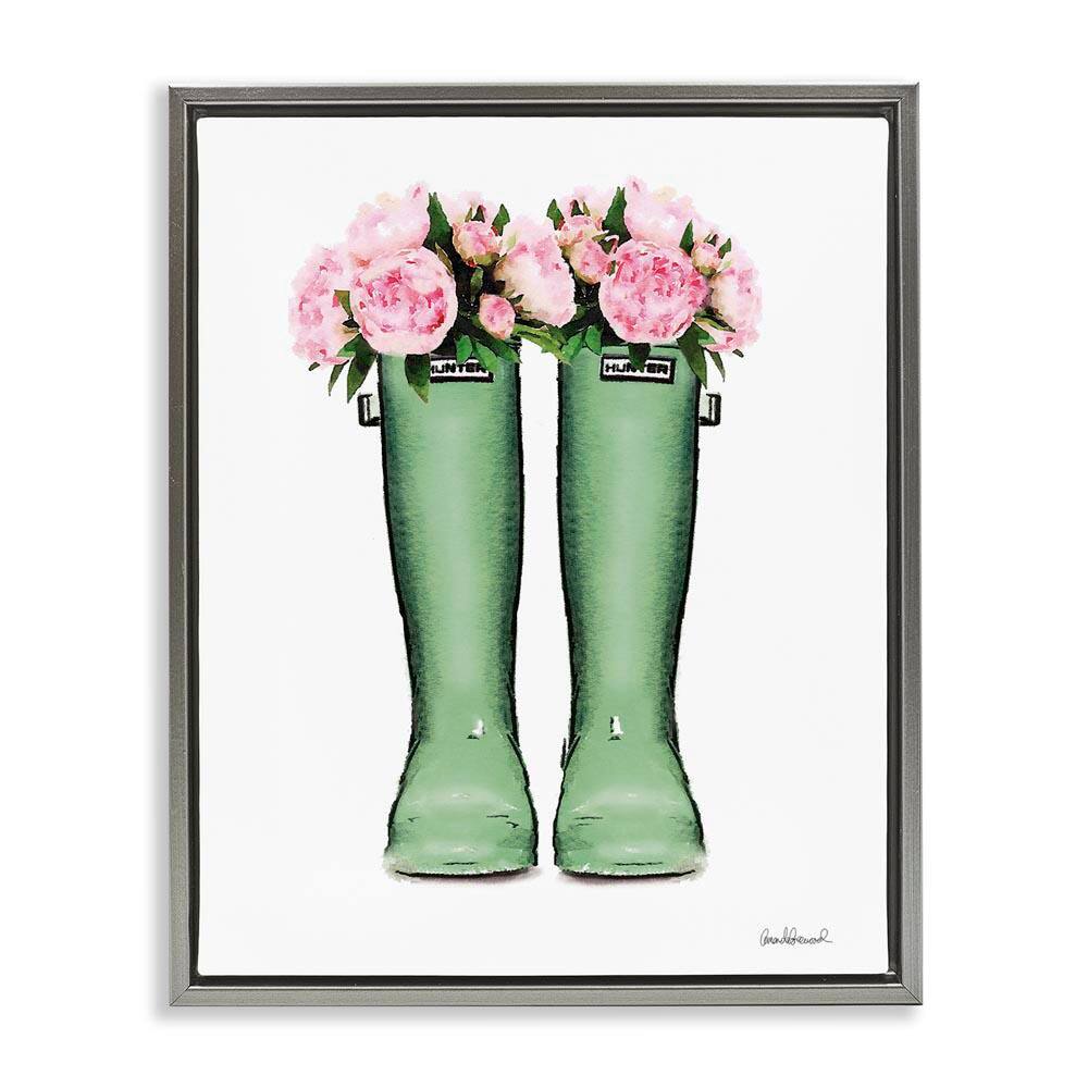 Country Boots with Peonies by Amanda Greenwood Gray Floater Frame Nature Graphic Art Print 31 in. x 25 in. price history on PriceWatchPro