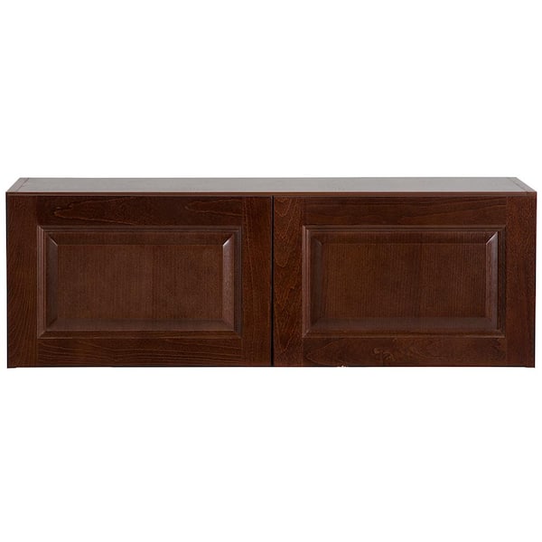 Hampton Bay Benton Assembled 36x12x12 in. Wall Cabinet in Amber