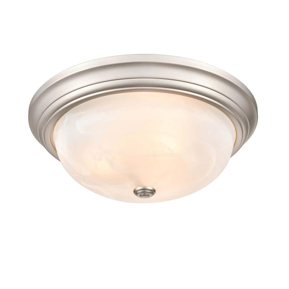 Sleek Satin Nickel 3-Light Indoor/Outdoor Flush Mount Bowl