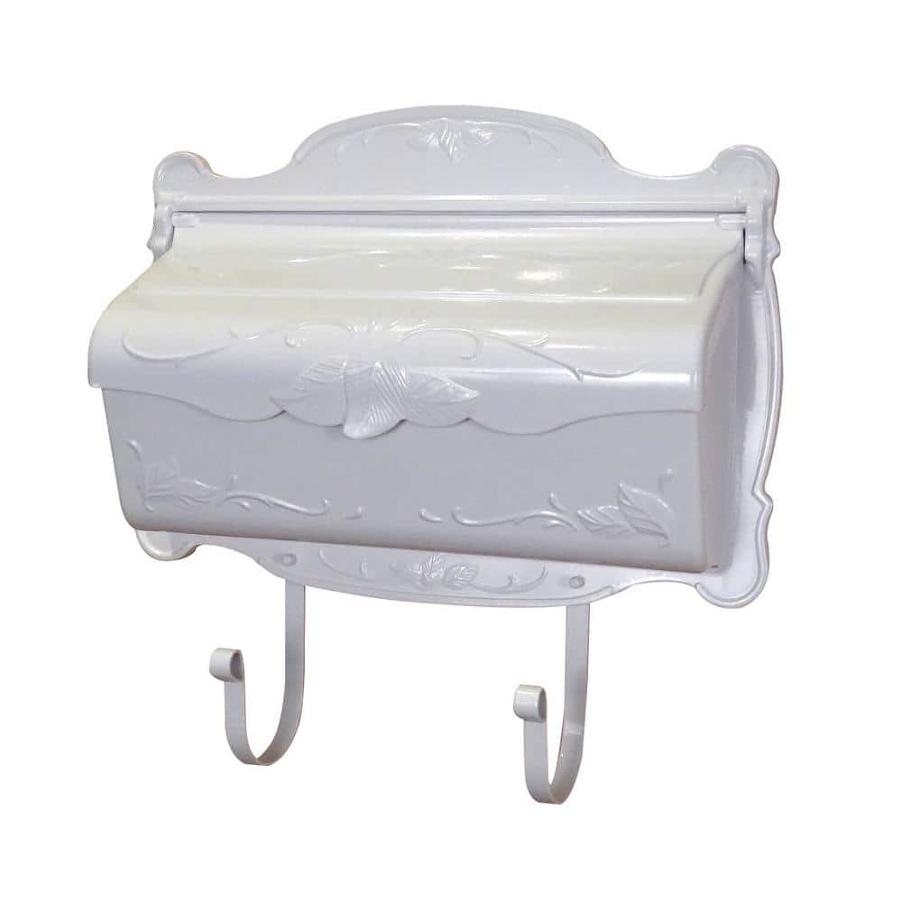 Floral White Wall Mount Horizontal Mailbox