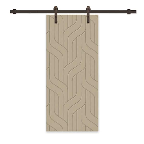 CALHOME 42 in. x 96 in. Unfinished Composite MDF Paneled Interior Sliding Barn Door with Hardware Kit