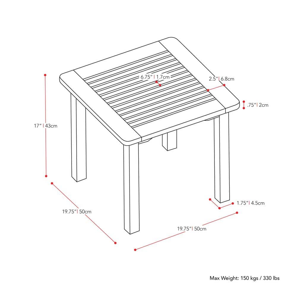 Cinnamon Brown 23" Hardwood Outdoor Side Table