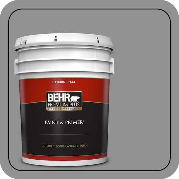 BEHR PREMIUM PLUS 5 gal. #N520-4 Cool Ashes Flat Exterior Paint & Primer