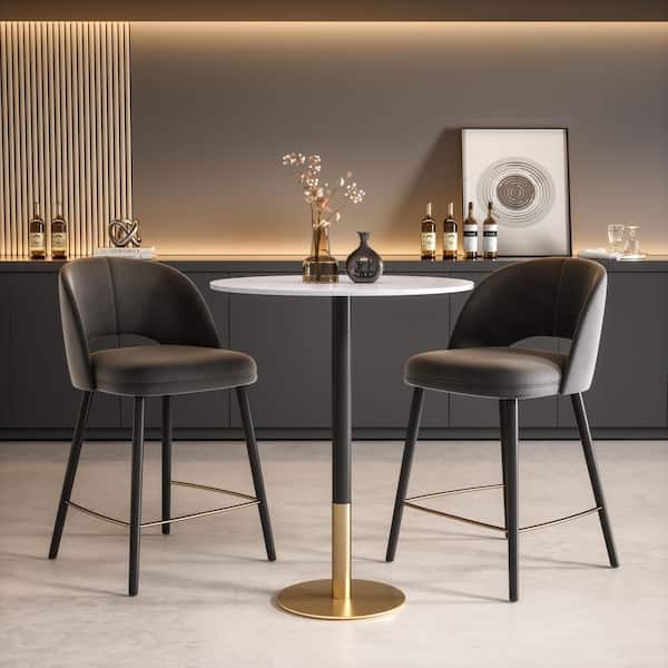 39.5 in. H White Round Bar Table Seats 2