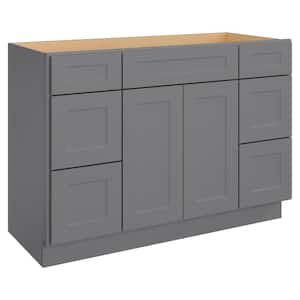 48-in W X 21-in D X 34.5-in H in Shaker Grey Plywood Ready to Assemble Floor Vanity Sink Drawer Base Kitchen Cabinet