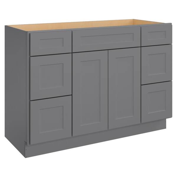 HOMEIBRO 48 In W X 21 In D X 34 5 In H In Shaker Grey Plywood Ready To   Shaker Gray Homeibro Ready To Assemble Kitchen Cabinets Hd Sg Vddb48 A 64 600 