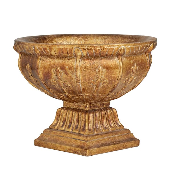 Litton Lane 9 in. Gold Polystone Ornate Decorative Bowl