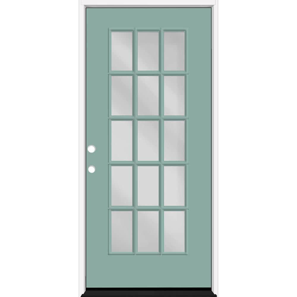 Reliant 32 in. x 80 in. FullLite 15L SDL Clear Glass RHIS Quarry Finish Fiberglass Prehung Front Door w/4-9/16 Jamb price history on PriceWatchPro