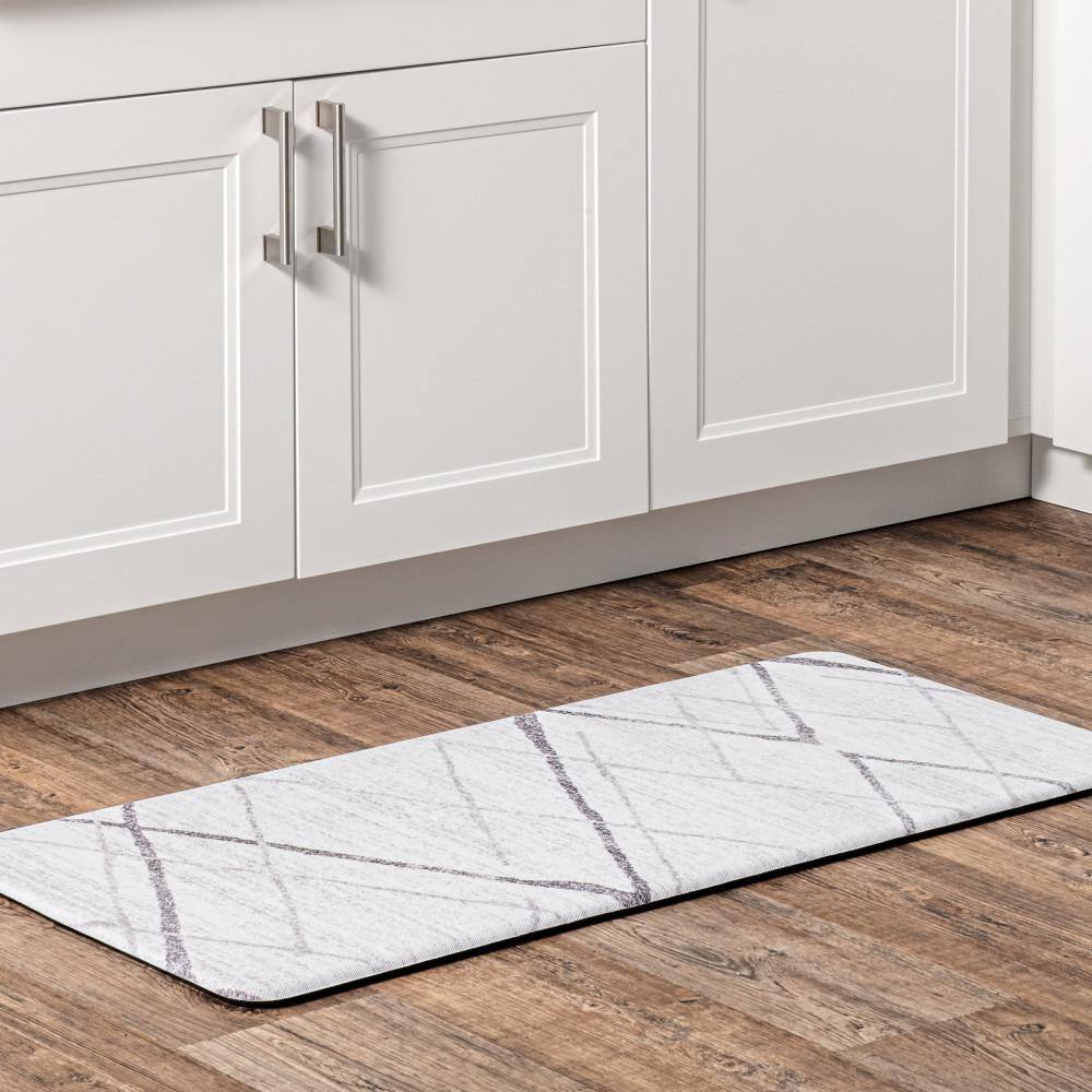 Light Gray Rectangular Anti-Fatigue Comfort Mat with Abstract Pattern