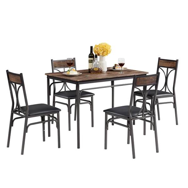 VECELO 42 in. L 5-Piece Dining Table 1-Kitchen Table and 4