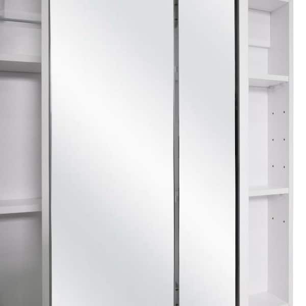 Design House Cyprus 30.4 in. W x 30.1 in. H Assembled Frameless Tri-View Recessed/Surface Mount Medicine Cabinet with Mirrors