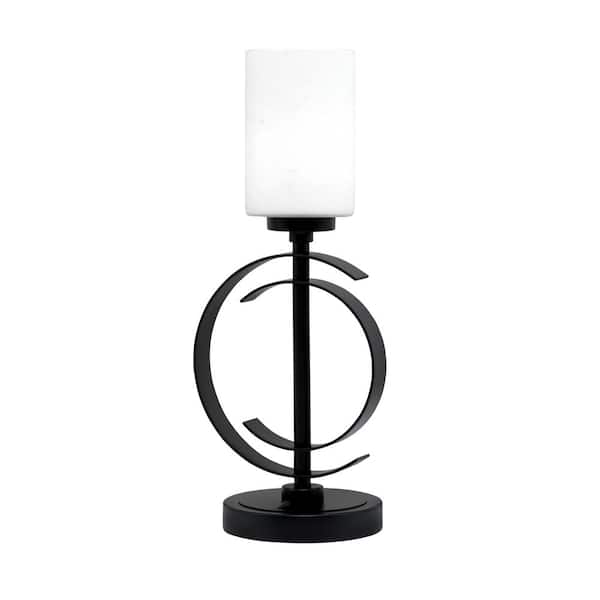 Unbranded Delgado 17.25 in. Matte Black Piano Desk Lamp with White Muslin Glass Shade