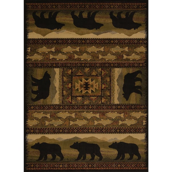 United Weavers Affinity Black Bears Lodge 1 ft. 11 in. x 7 ft. 4 in. Area Rug