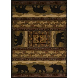 Affinity Black Bears Lodge 5 ft. 3 in. x 7 ft. 2 in. Area Rug