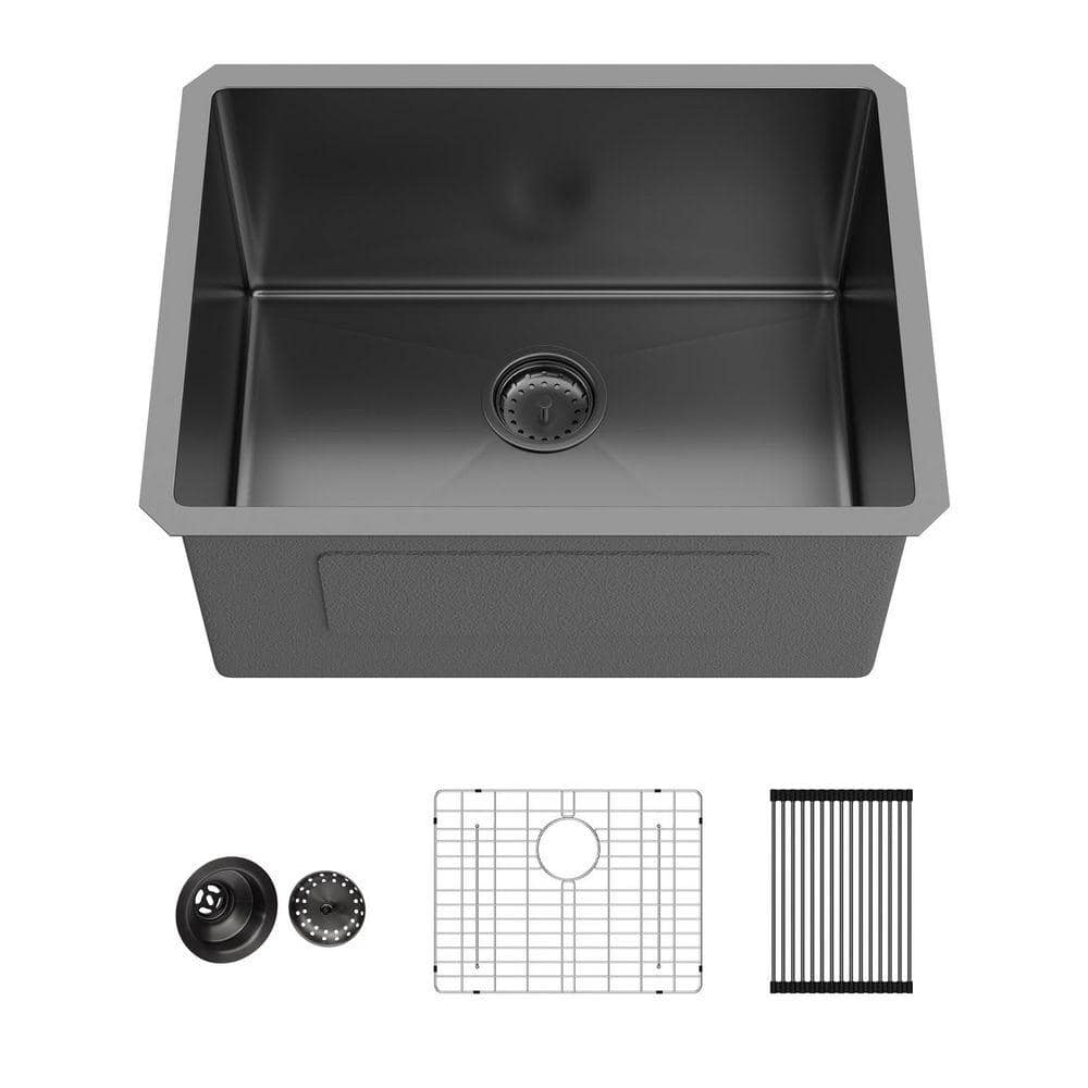 Sarlai 24 in. W x 18 in. D Undermount Gunmetal Black Laundry