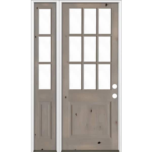 Krosswood Doors 36 in. x 96 in. Knotty Alder 2-Panel Right-Hand/Inswing Grey Stain Wood Prehung Front Door