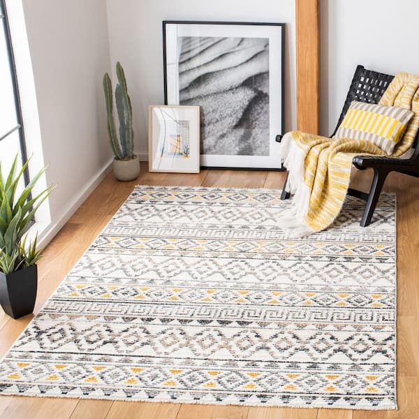 Sedona 8 ft. x 10 ft. Ivory/Charcoal Striped Geometric Area Rug