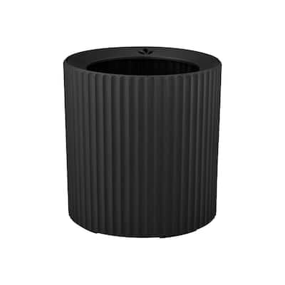 Eilish Medium Black Plastic Round Planter with Adjustable Height and Drainage Holes (13 in. L x 10 in. W x 13 in. H)