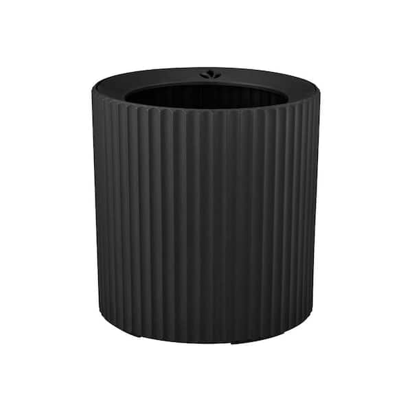 Eilish Medium Black Plastic Round Planter with Adjustable Height and Drainage Holes (13 in. L x 10 in. W x 13 in. H)