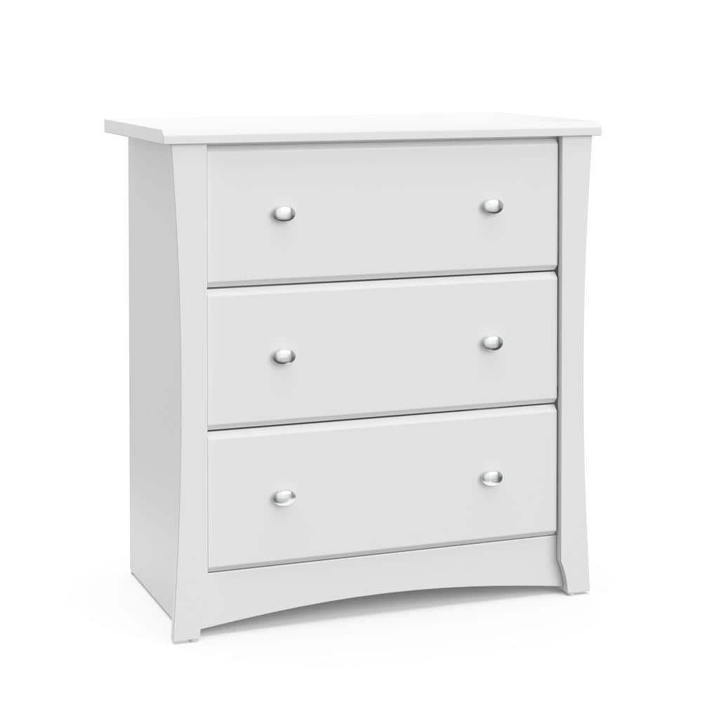 Storkcraft Crescent 3 Drawer White Chest 33.4 in. H x 31.5 in. W