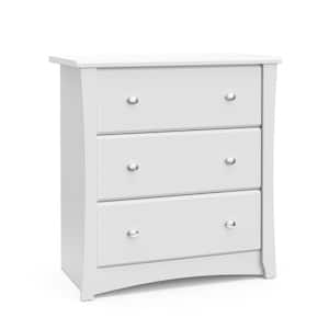 Crescent 3-Drawer White Chest (33.4 in. H x 31.5 in. W x 17 in. D)