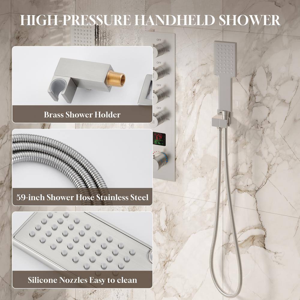 22" Chrome Dual Shower System with Digital Display and Body Jets