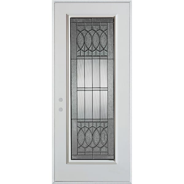 Stanley Doors 32 in. x 80 in. Nightingale Patina Full Lite Painted White Right-Hand Inswing Steel Prehung Front Door