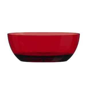 59 in. x 30 in. Freestanding Soaking Resin Bathtub with Center Drain in Transparent Red