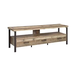 Ruston Weathered Pine 3-Drawer TV Stand Fits TV's up to 80 in.