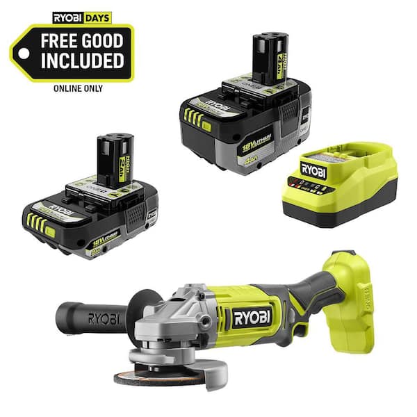 ONE+ 18V HIGH PERFORMANCE Kit w/ 4.0 Ah Battery, 2.0 Ah Battery, Charger, & FREE ONE+ Cordless 4-1/2"Angle Grinder