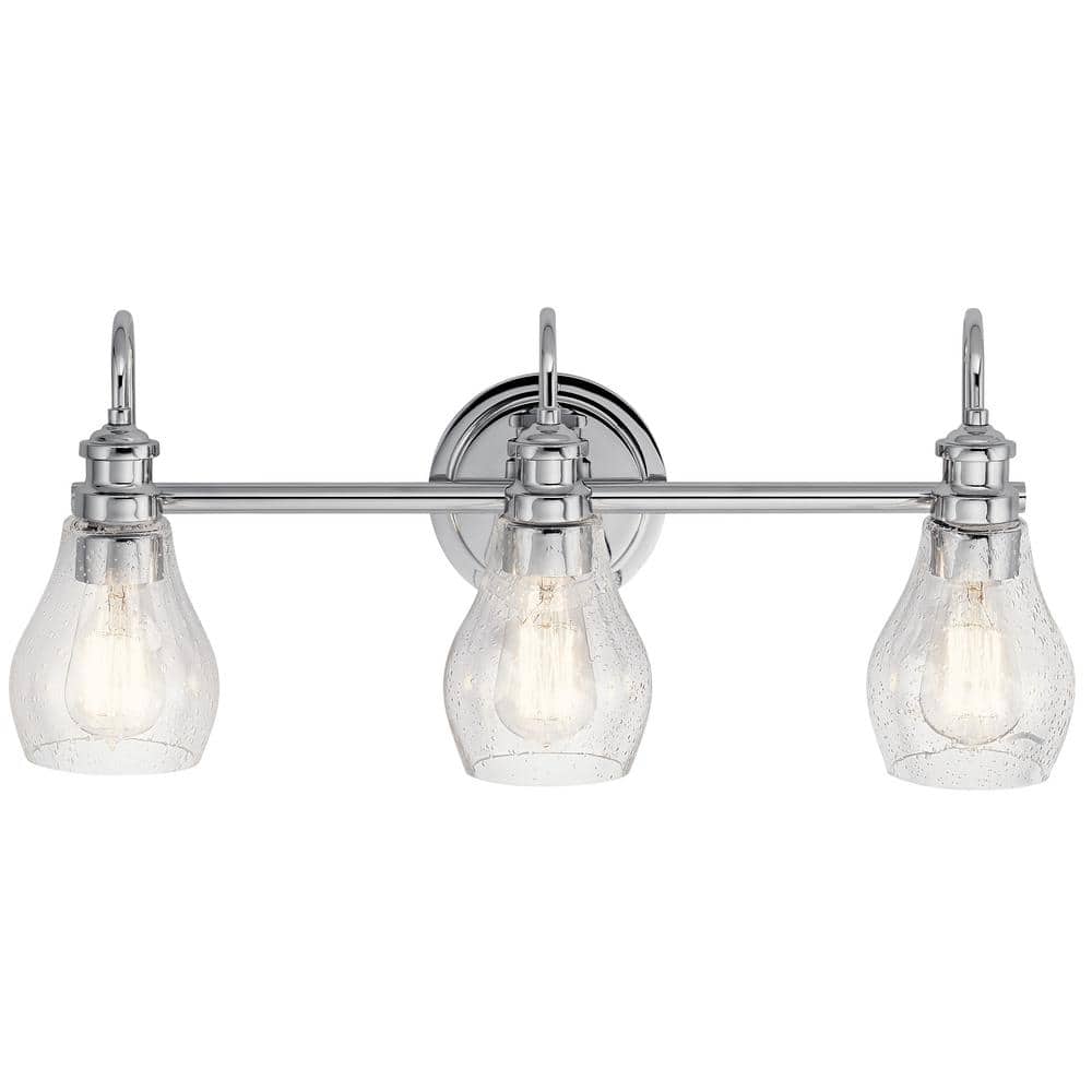 Greenbrier 23.75" Chrome Vanity Light with Clear Seeded Glass Shades