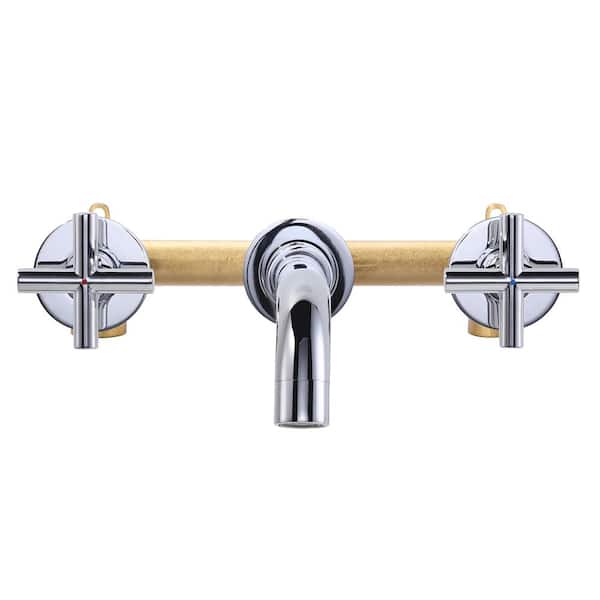 ALEASHA 8 in. Widespread Double-Handle Wall Mounted Bathroom Sink Faucet in Chrome