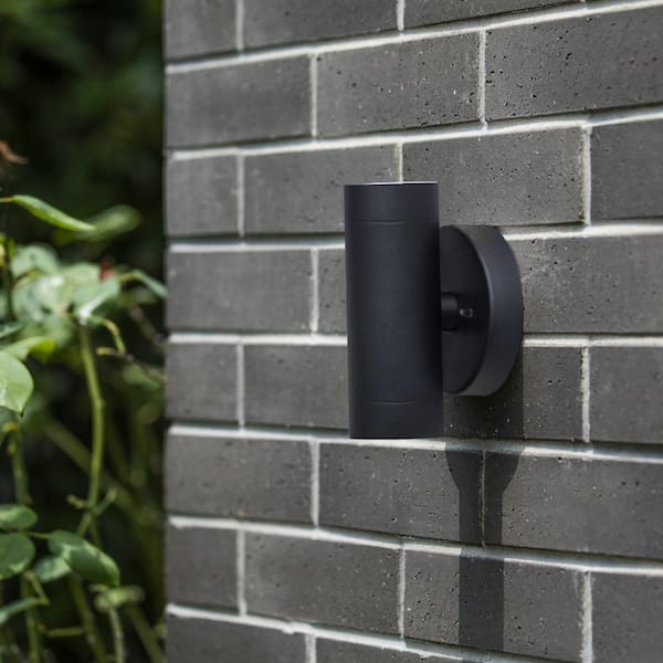 LUTEC 1-Light Black Outdoor Smart WiFi Wall Mount Lantern Sconce with