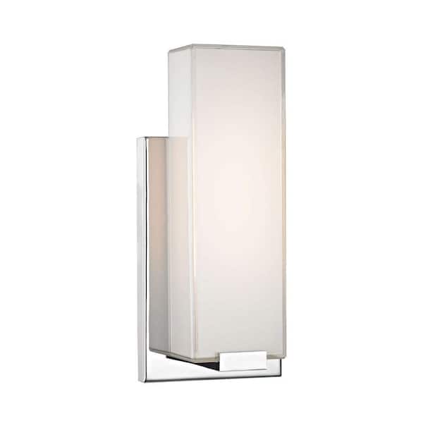 Titan Lighting Midtown 1-Light Chrome and Paint White Glass Wall Sconce