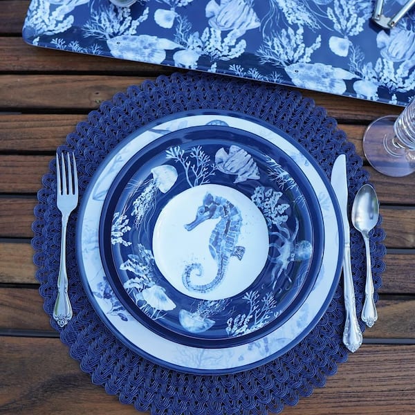 Certified International Sea Life Melamine 12 Pc. Dinnerware Set Service for 4 Multicolor