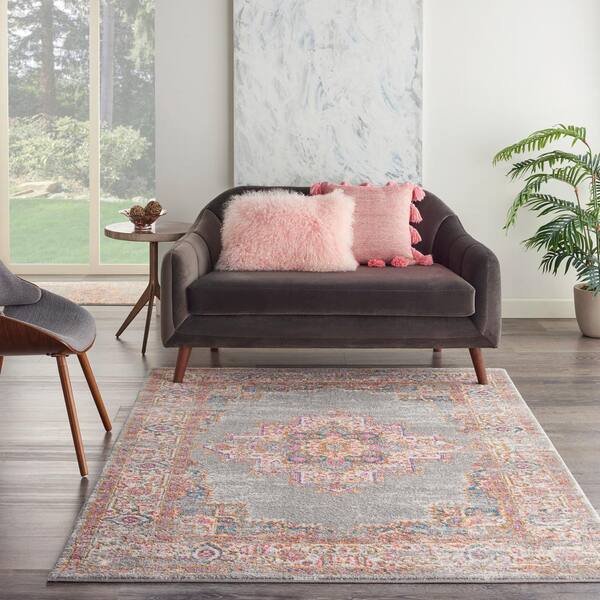 Passion Grey 5 ft. x 7 ft. Bordered Transitional Area Rug
