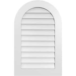 24 in. x 38 in. Round Top White PVC Paintable Gable Louver Vent Non-Functional