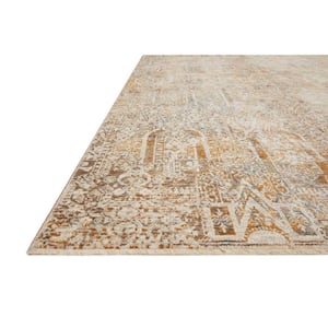 Lourdes Ivory/Orange 7 ft. 10 in. x 10 ft. Distressed Persian Area Rug